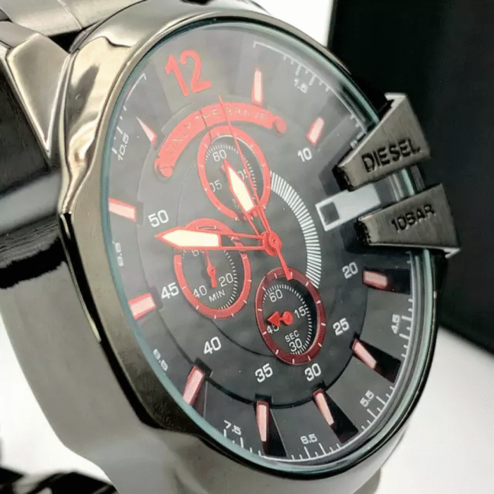 10 BAR - preto e vermelho - Pulseira de aço - À PROVA D'ÁGUA - cod100 - Imagem 3