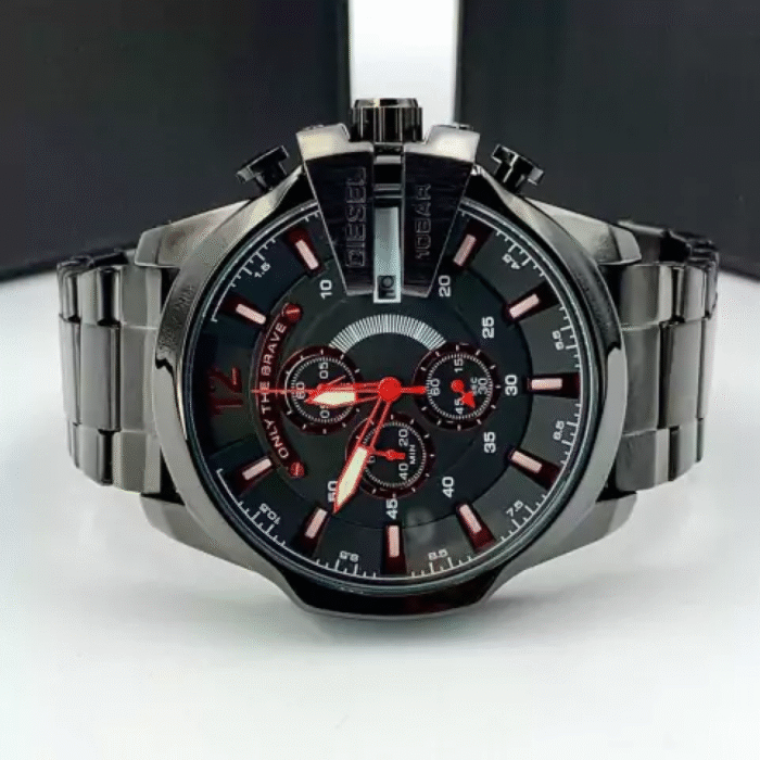 10 BAR - preto e vermelho - Pulseira de aço - À PROVA D'ÁGUA - cod100 - Imagem 5