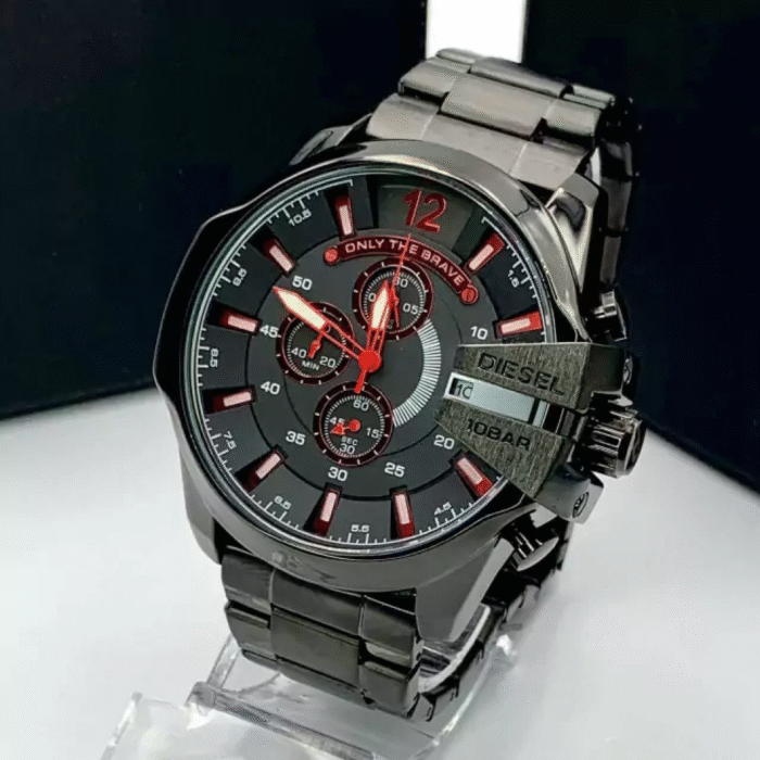 10 BAR - preto e vermelho - Pulseira de aço - À PROVA D'ÁGUA - cod100 - Imagem 4
