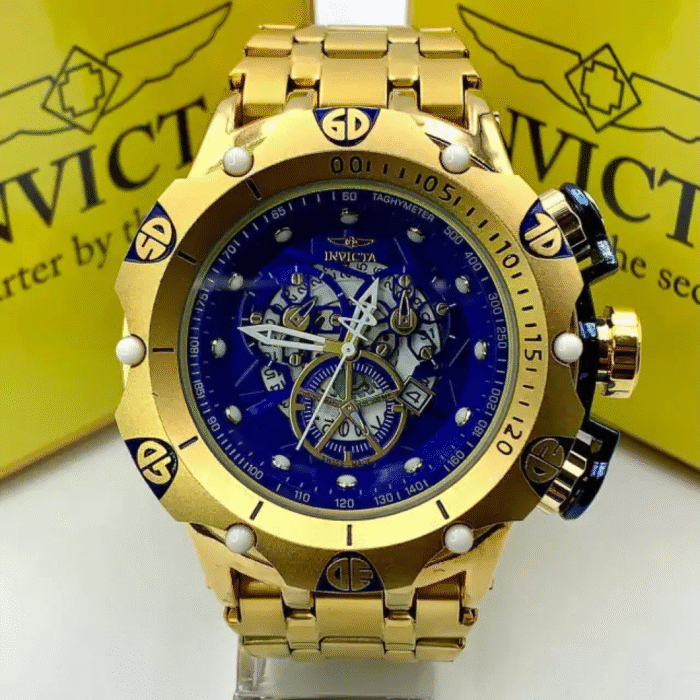 Hybrid Skeleton - dourado e azul - Pulseira de aço - À PROVA D'ÁGUA - cod85