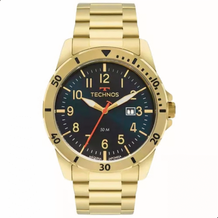 Oferta Relâmpago kit Relógio Technos Masculino Dourado Luxo + Pulseira - Imagem 5