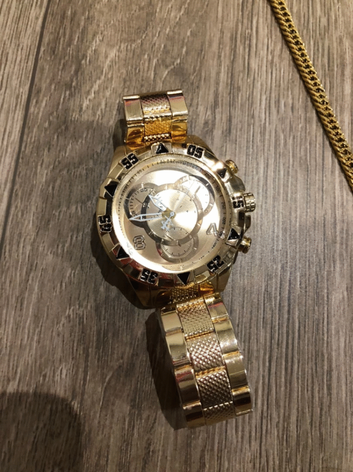 Oferta Relâmpago Relógio Dourado masculino kit Relógio + pulseira dourada - Imagem 4