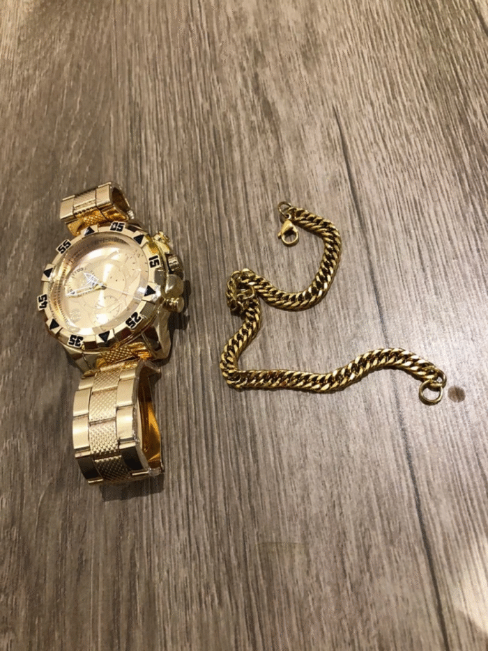 Oferta Relâmpago Relógio Dourado masculino kit Relógio + pulseira dourada - Imagem 5