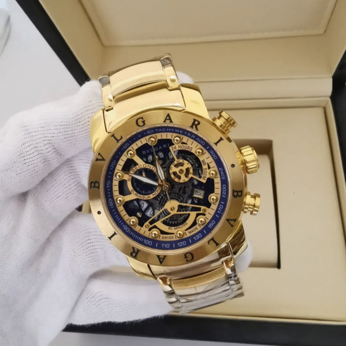Relógio Bvlgari Skeleton dourado/azul