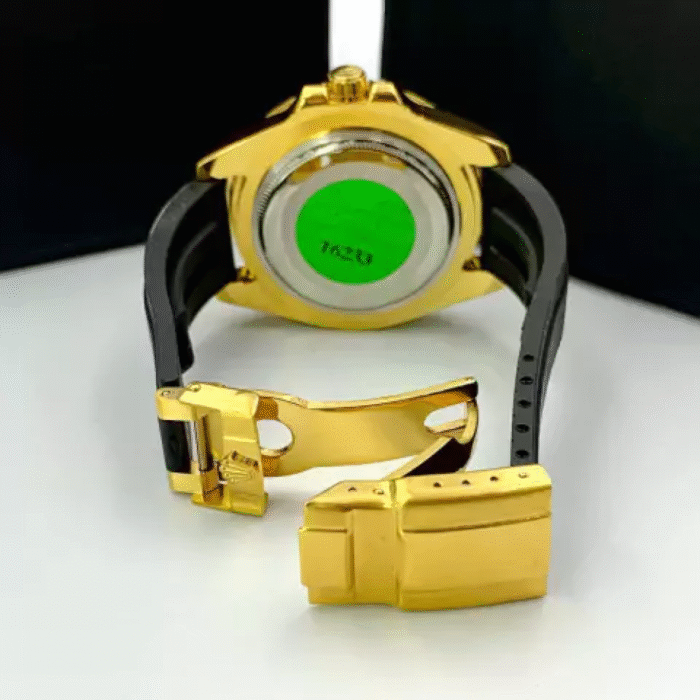 Submariner Cravejado com pedras de zircônia - preto e branco - Pulseira de borracha - À PROVA D'ÁGUA - Imagem 6