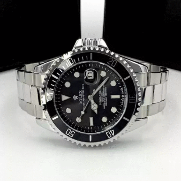 Submariner - prata, preto e branco - Pulseira de aço - À PROVA D'ÁGUA - cod50 - Imagem 3