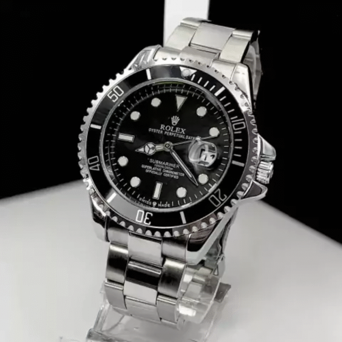 Submariner - prata, preto e branco - Pulseira de aço - À PROVA D'ÁGUA - cod50 - Imagem 4