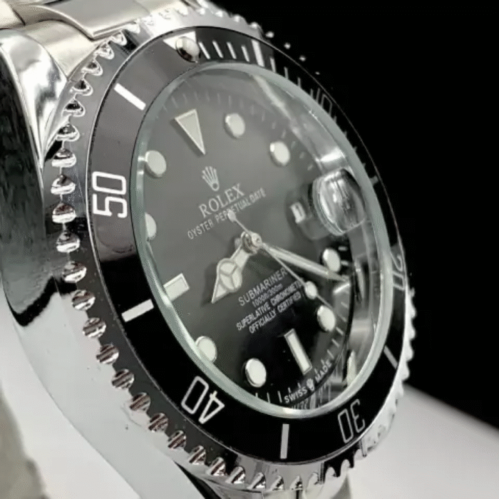 Submariner - prata, preto e branco - Pulseira de aço - À PROVA D'ÁGUA - cod50 - Imagem 5