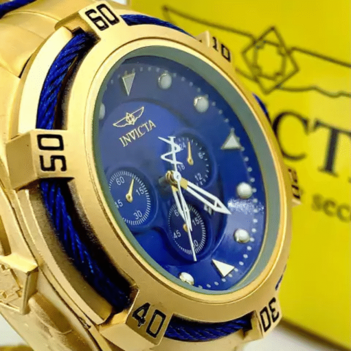 Zeus Bolt - dourado e azul - Pulseira de aço - À PROVA D'ÁGUA - Imagem 6
