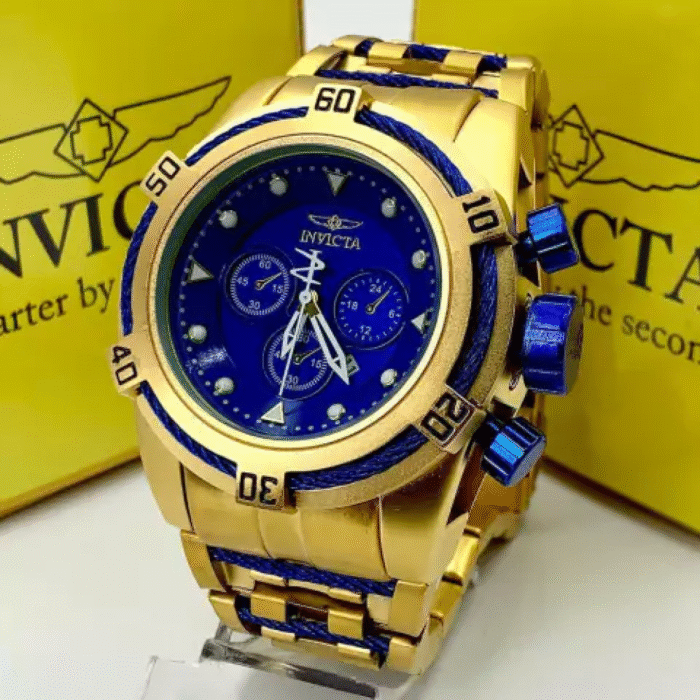 Zeus Bolt - dourado e azul - Pulseira de aço - À PROVA D'ÁGUA - Imagem 4